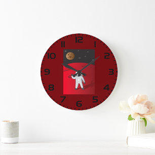 Astronaut on Mars Space Explorer Red Planet Large Clock