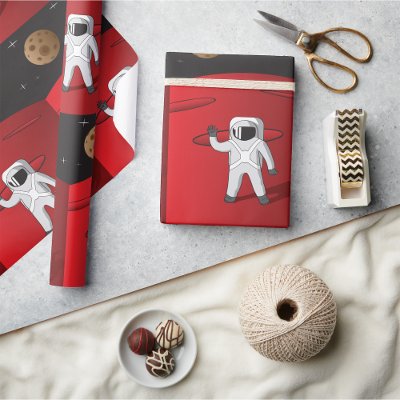 Astronaut on Mars Space Explorer Red Planet  Wrapping Paper