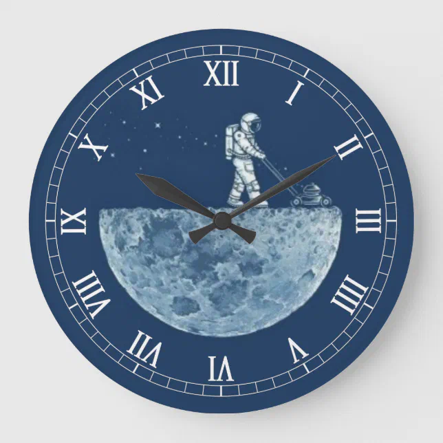 Astronaut On Moon Large Clock | Zazzle