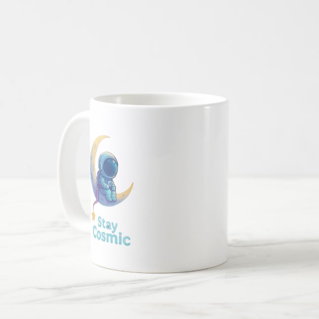 Astronaut on Moon Mug – Stay Cosmic Space Gift (Front Left)