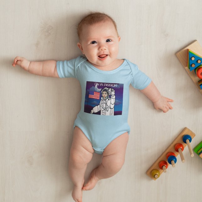 Astronaut On Moon Outer Space Boy Birthday Baby Bodysuit (Creator Uploaded)