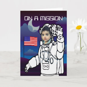Astronaut On Moon Outer Space Boy Birthday Card