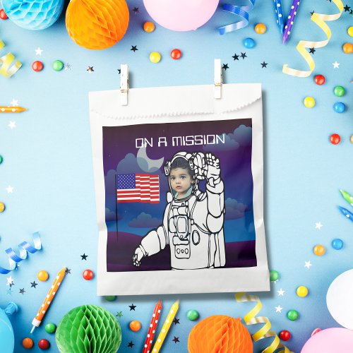 Astronaut On Moon Outer Space Boy Birthday Favor Bag
