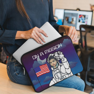 Astronaut On Moon Outer Space Boy Birthday Laptop Sleeve