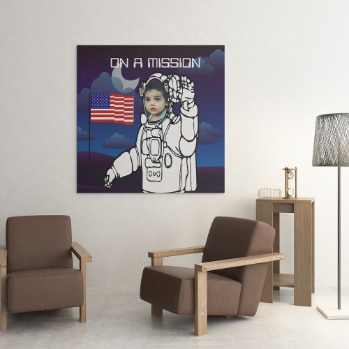 Astronaut On Moon Outer Space Boy Birthday Poster