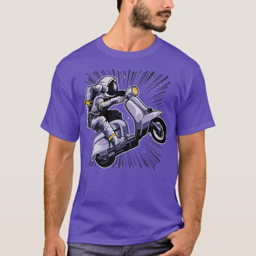 Astronaut On Moped Driving Driver Space Universe  T_Shirt