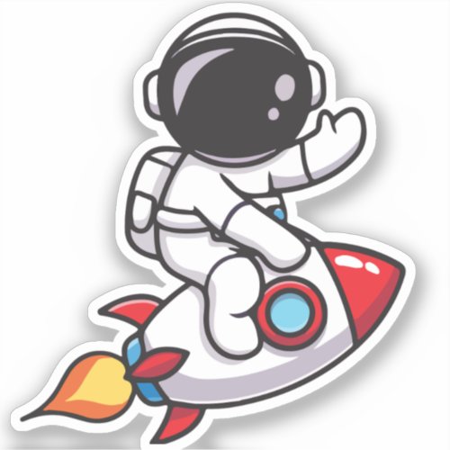 Astronaut on rocket  sticker