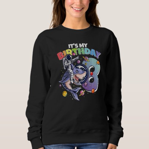 Astronaut On Shark 8th Birthday Boy Girl 8 Years 2 Sweatshirt