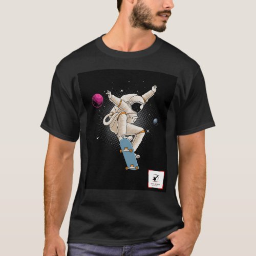 Astronaut on skateboard design T_Shirt