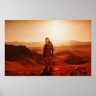 Astronaut on Surface of MARS. The First Martian Poster
