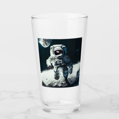 Astronaut on the Moon Glass Tumbler 