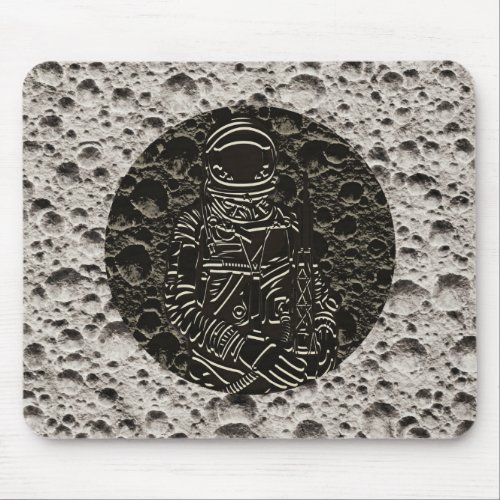 Astronaut on the Moon Space Black  Gray Mouse Pad