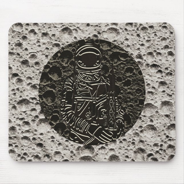 Astronaut on the Moon Space Black & Gray Mouse Pad (Front)
