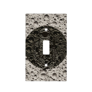 Astronaut on the Moon Space Black & Grey Light Switch Cover
