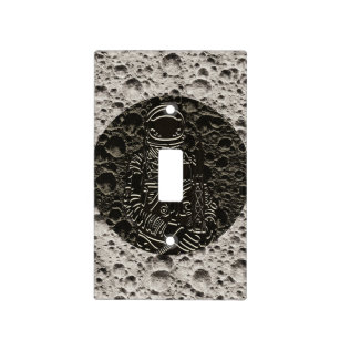 Astronaut on the Moon Space Black & Grey Light Switch Cover