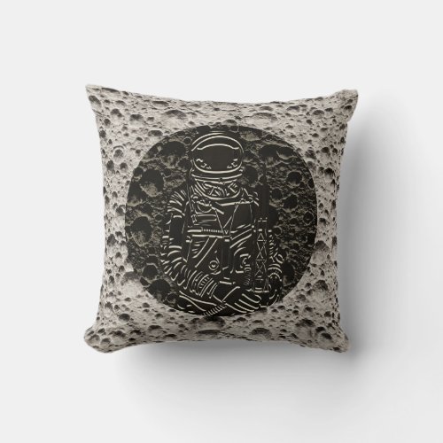 Astronaut on the Moon Space Black  Grey Throw Pillow