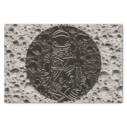 Astronaut on the Moon Space Black  Grey Tissue Paper
