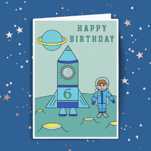 Astronaut on the Moon Space  Happy Birthday Card