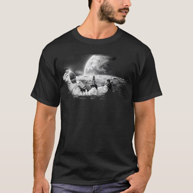 Astronaut On The Moon With Beer T-Shirt (Front)