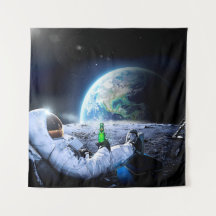 Astronaut on the Moon with beer - Tapestry