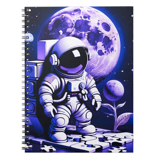 Astronaut on top of a puzzle notebook (Front)