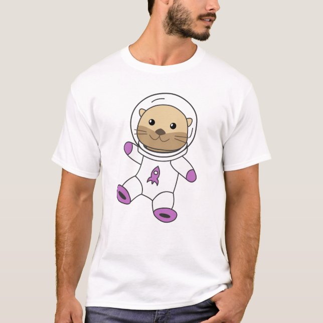 Astronaut Otter Space Planet T-Shirt (Front)