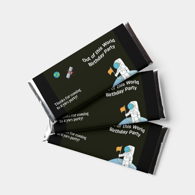 Astronaut Out of this World Birthday Hershey Bar Favors (Front)