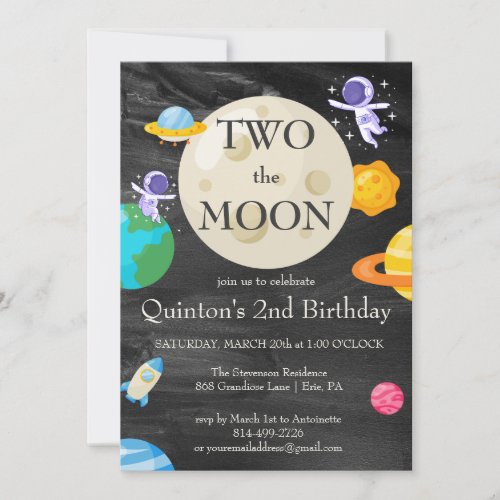 Astronaut Outer Space 2nd Birthday Invitation