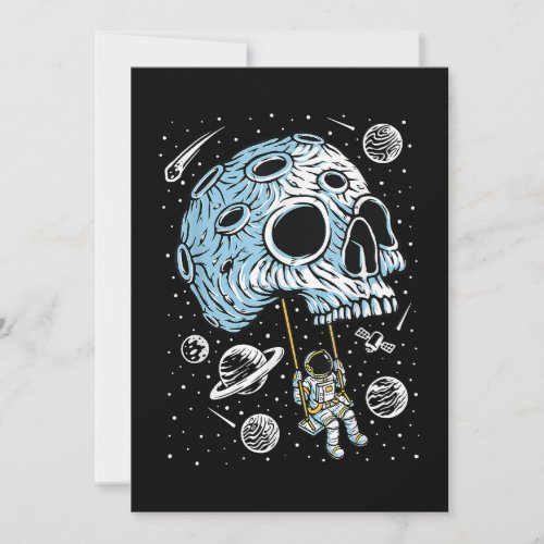 Astronaut Outer Space Art Drawing Skull Moon Galax Invitation