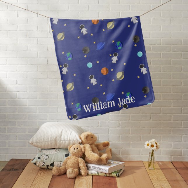 Astronaut Outer space Baby Blanket (In Situ)