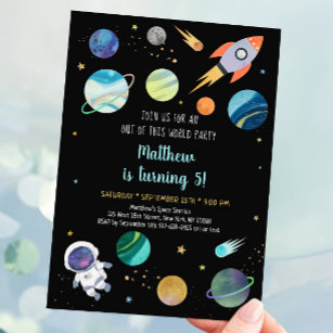 Astronaut Outer Space Birthday Invitation