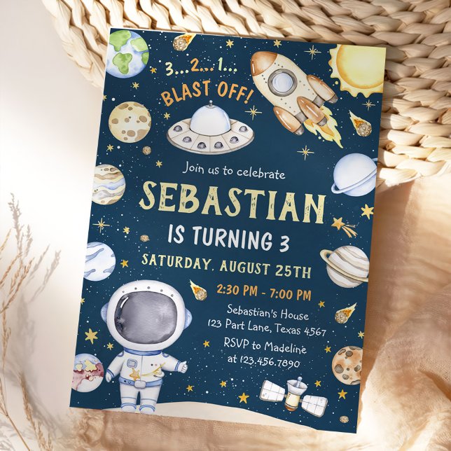 Astronaut Outer Space Birthday Party Invitation (Creator Uploaded)