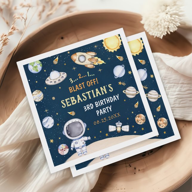 Astronaut Outer Space Birthday Party Napkins (Creator Uploaded)