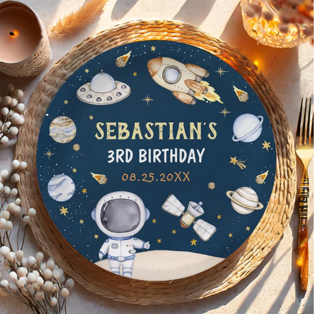 Astronaut Outer Space Birthday Party Paper Plates (Creator Uploaded)