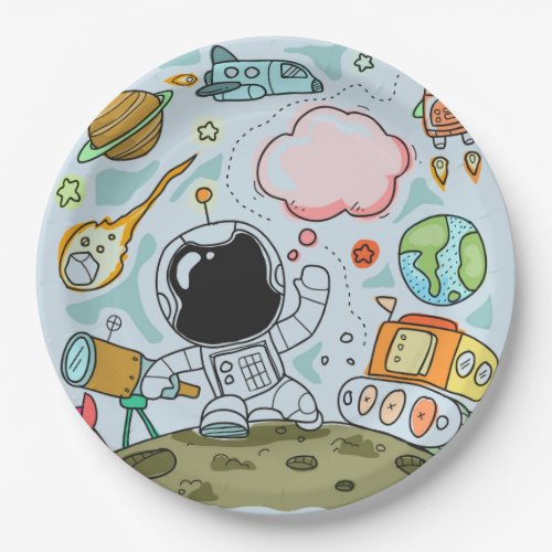 Astronaut Outer Space Birthday Party Theme Paper Plates
