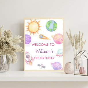 Astronaut Outer Space Birthday Party Welcome Sign