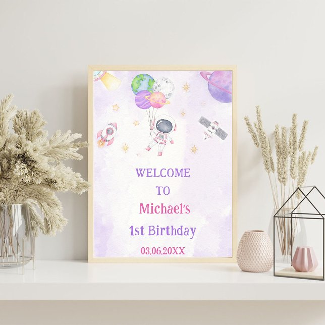 Astronaut Outer Space Birthday Party Welcome Sign (Creator Uploaded)