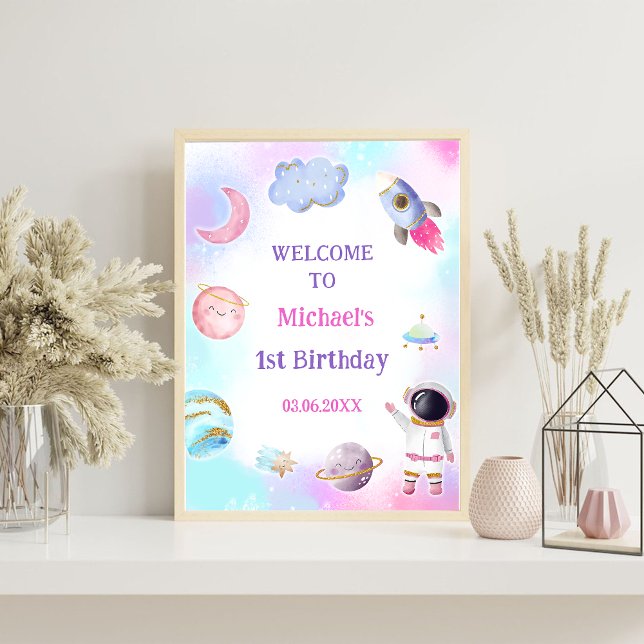Astronaut Outer Space Birthday Party Welcome Sign (Creator Uploaded)
