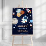 Astronaut Outer Space Birthday Party Welcome Sign<br><div class="desc">Astronaut Outer Space Birthday Party Welcome Sign</div>