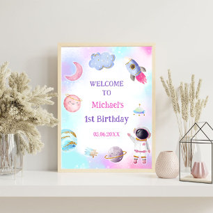 Astronaut Outer Space Birthday Party Welcome Sign
