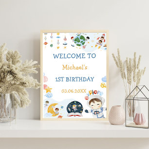 Astronaut Outer Space Birthday Party Welcome Sign