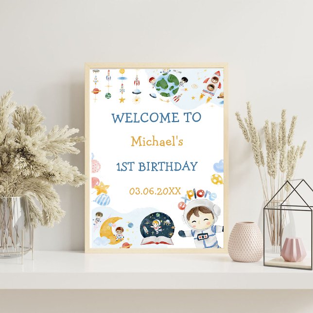 Astronaut Outer Space Birthday Party Welcome Sign (Creator Uploaded)