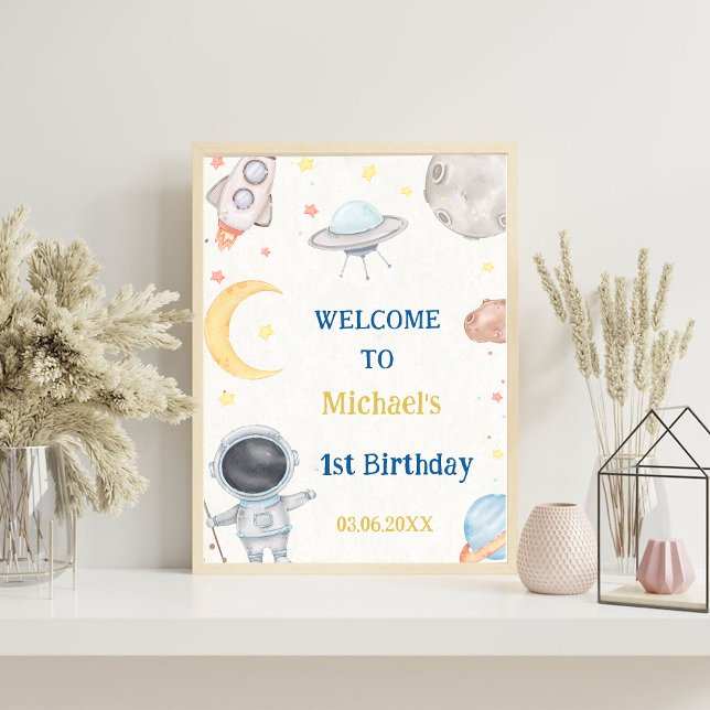 Astronaut Outer Space Birthday Party Welcome Sign (Creator Uploaded)