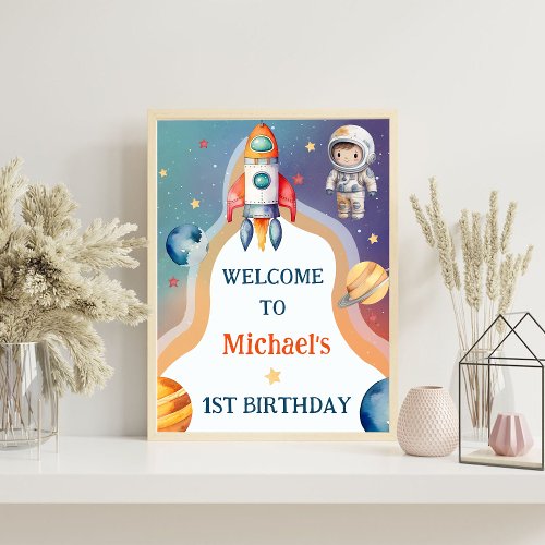 Astronaut Outer Space Birthday Party Welcome Sign