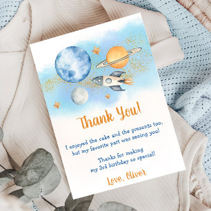 Astronaut Outer Space Birthday Thank You Card