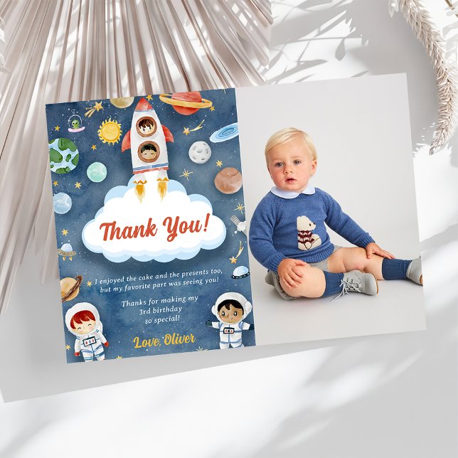 Astronaut Outer Space Birthday Thank You Card (Creator Uploaded)