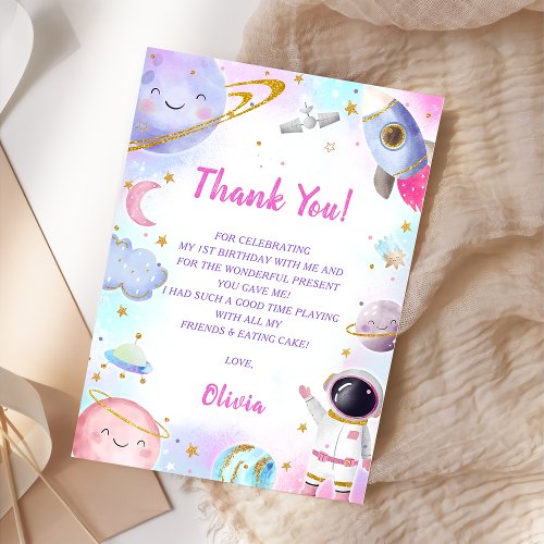 Astronaut Outer Space Birthday Thank You Card