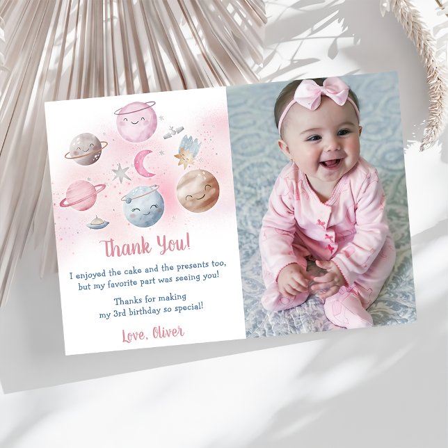 Astronaut Outer Space Birthday Thank You Card  (Creator Uploaded)