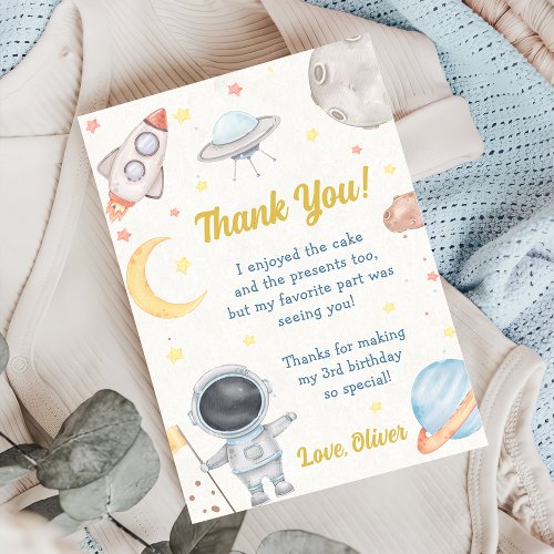Astronaut Outer Space Birthday Thank You Card