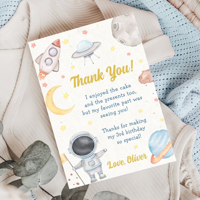 Astronaut Outer Space Birthday Thank You Card (Creator Uploaded)